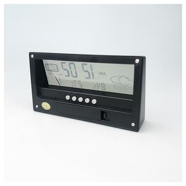 Настільний прозорий годинник-будильник із гідрометром настільний AngCan YQ688 (Transparent) Black фото №3