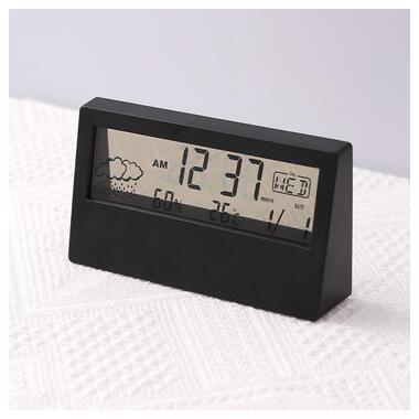 Настільний прозорий годинник-будильник із гідрометром настільний AngCan YQ688 (Transparent) Black фото №5
