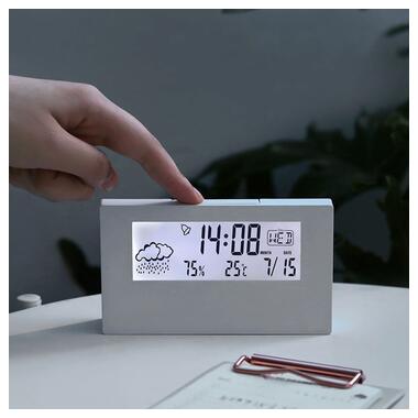 Настільний годинник-будильник із гідрометром AngCan 2158L White фото №4