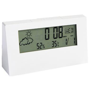 Настільний годинник-будильник із гідрометром AngCan 2158L White фото №1