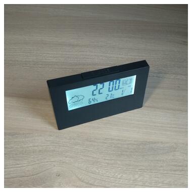 Настільний годинник-будильник із гідрометром AngCan 2158L Black фото №7