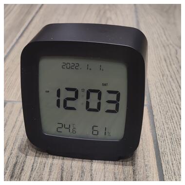 Сучасний настільний годинник-будильник із термометром і гігрометром AngCan QH-8006 Black фото №6