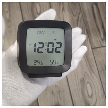 Сучасний настільний годинник-будильник із термометром і гігрометром AngCan QH-8006 Black фото №9