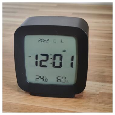 Сучасний настільний годинник-будильник із термометром і гігрометром AngCan QH-8006 Black фото №7