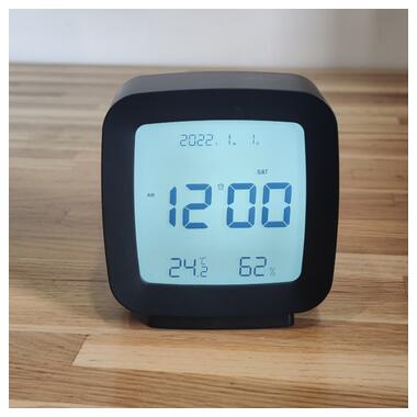 Сучасний настільний годинник-будильник із термометром і гігрометром AngCan QH-8006 Black фото №4