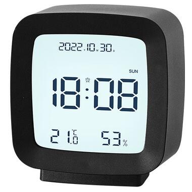 Сучасний настільний годинник-будильник із термометром і гігрометром AngCan QH-8006 Black фото №1