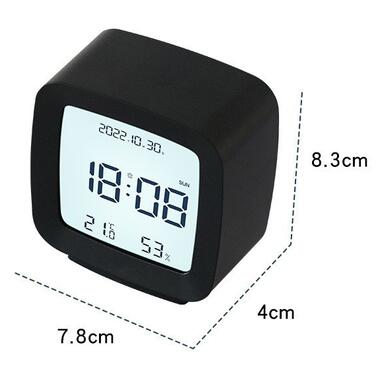 Сучасний настільний годинник-будильник із термометром і гігрометром AngCan QH-8006 Black фото №3