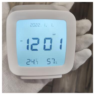 Сучасний настільний годинник-будильник із термометром і гігрометром AngCan QH-8006 White фото №12