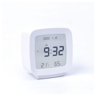 Сучасний настільний годинник-будильник із термометром і гігрометром AngCan QH-8006 White фото №1