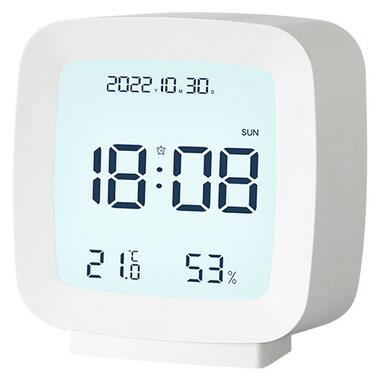 Сучасний настільний годинник-будильник із термометром і гігрометром AngCan QH-8006 White фото №5