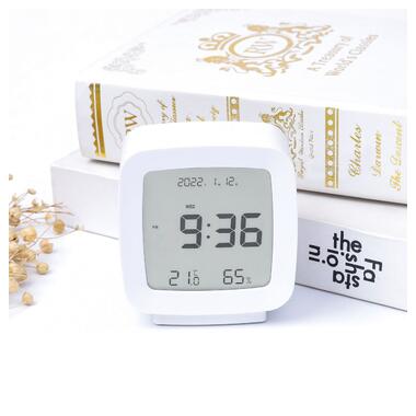 Сучасний настільний годинник-будильник із термометром і гігрометром AngCan QH-8006 White фото №4