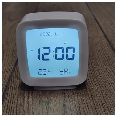 Сучасний настільний годинник-будильник із термометром і гігрометром AngCan QH-8006 White фото №13