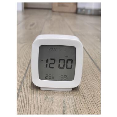 Сучасний настільний годинник-будильник із термометром і гігрометром AngCan QH-8006 White фото №11