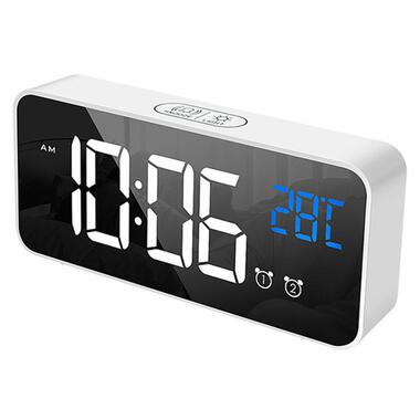 Цифровий настільний будильник-годинник зі світлодіодним дисплеєм і акумулятором AngCan AC-8808 White фото №1