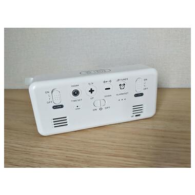 Цифровий настільний будильник-годинник зі світлодіодним дисплеєм і акумулятором AngCan AC-8808 White фото №9