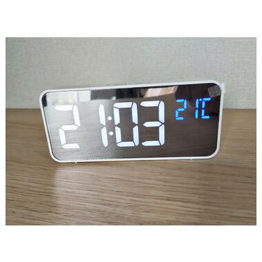 Цифровий настільний будильник-годинник зі світлодіодним дисплеєм і акумулятором AngCan AC-8808 White фото №10
