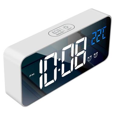 Цифровий настільний будильник-годинник зі світлодіодним дисплеєм і акумулятором AngCan AC-8808 White фото №2
