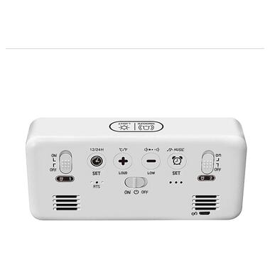 Цифровий настільний будильник-годинник зі світлодіодним дисплеєм і акумулятором AngCan AC-8808 White фото №7