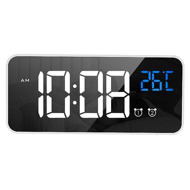 Цифровий настільний будильник-годинник зі світлодіодним дисплеєм і акумулятором AngCan AC-8808 White фото №5