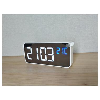 Цифровий настільний будильник-годинник зі світлодіодним дисплеєм і акумулятором AngCan AC-8808 White фото №8
