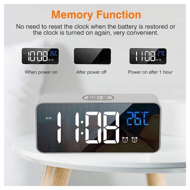 Цифровий настільний будильник-годинник зі світлодіодним дисплеєм і акумулятором AngCan AC-8808 Silver фото №7