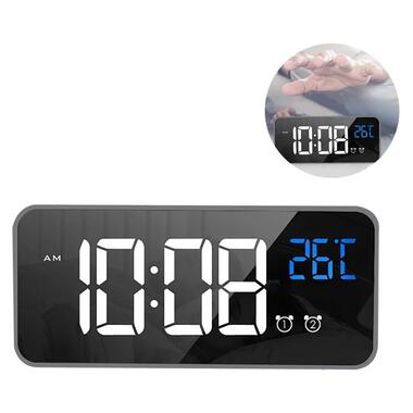 Цифровий настільний будильник-годинник зі світлодіодним дисплеєм і акумулятором AngCan AC-8808 Silver фото №2