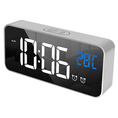 Цифровий настільний будильник-годинник зі світлодіодним дисплеєм і акумулятором AngCan AC-8808 Silver фото №1
