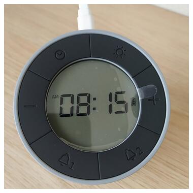 Годинник-будильник-нічник MUID Clock Night Light (FZ-01) Grey фото №5