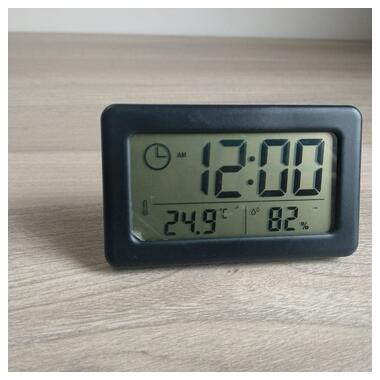 Настільний маленький годинник з гігрометром YIDA TIME YD005 Чорний фото №4