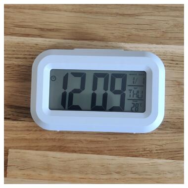 Маленький настільний годинник, будильник, таймер та термометр DOLAMA DOL-2108 Білий фото №9