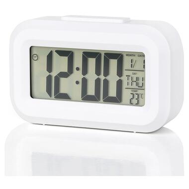 Маленький настільний годинник, будильник, таймер та термометр DOLAMA DOL-2108 Білий фото №1