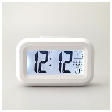 Маленький настільний годинник, будильник, таймер та термометр DOLAMA DOL-2108 Білий фото №3