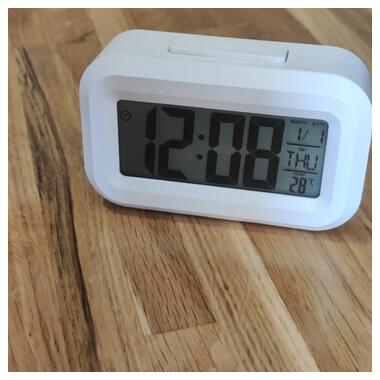 Маленький настільний годинник, будильник, таймер та термометр DOLAMA DOL-2108 Білий фото №6
