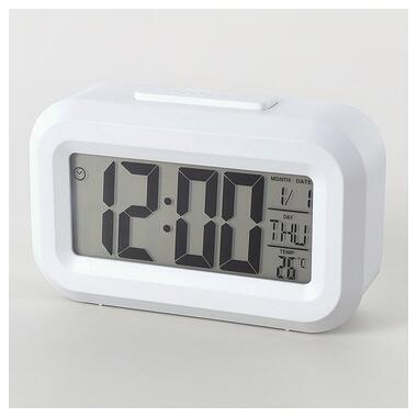 Маленький настільний годинник, будильник, таймер та термометр DOLAMA DOL-2108 Білий фото №4