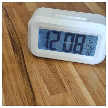Маленький настільний годинник, будильник, таймер та термометр DOLAMA DOL-2108 Білий фото №10
