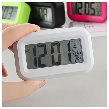 Маленький настільний годинник, будильник, таймер та термометр DOLAMA DOL-2108 Білий фото №2