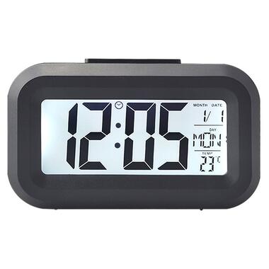 Маленький настільний годинник, будильник, таймер і термометр DOLAMA DOL-2108 Чорний фото №1