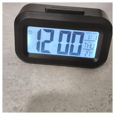 Маленький настільний годинник, будильник, таймер і термометр DOLAMA DOL-2108 Чорний фото №6