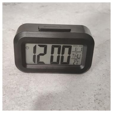 Маленький настільний годинник, будильник, таймер і термометр DOLAMA DOL-2108 Чорний фото №8