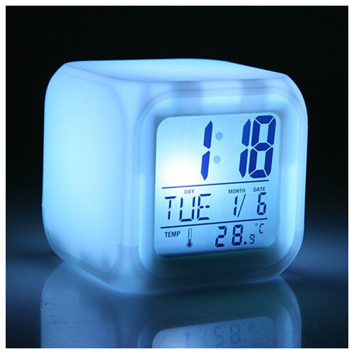 Годинник хамелеон з термометром, будильник нічник фото №6