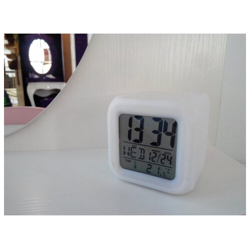 Годинник хамелеон з термометром, будильник нічник фото №3