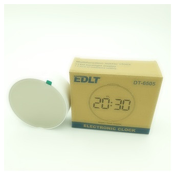 Дзеркальний електронні LED годинник з будильником настільний з білим підсвічуванням і термометром (DT-6505_423) фото №5