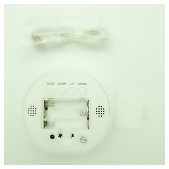 Дзеркальний електронні LED годинник з будильником настільний з білим підсвічуванням і термометром (DT-6505_423) фото №4