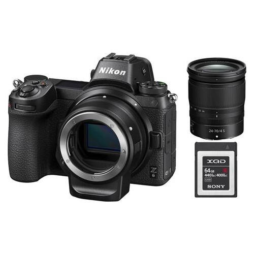 Цифровая фотокамера Nikon Z 6 + 24-70mm f4 + FTZ Adapter +64Gb XQD Kit (JN63VOA020K009) фото №1