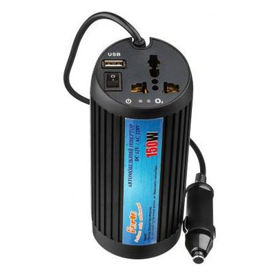 Автомобільний інвертор Porto 12V/220V 150W, USB, іонізатор, Black (MNY-150B) фото №1