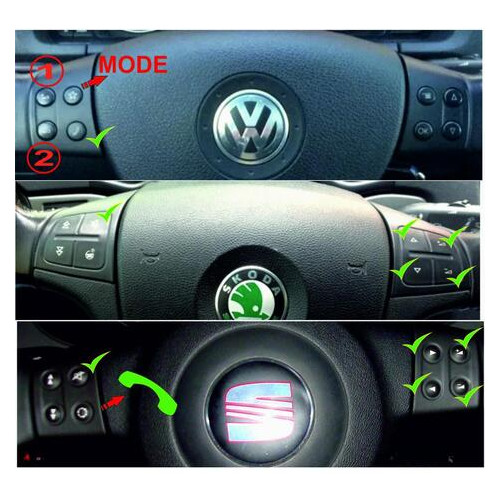 Інтерфейс підключення керма та камери VW/SEAT/SKODA CAN 8Key Timer фото №1