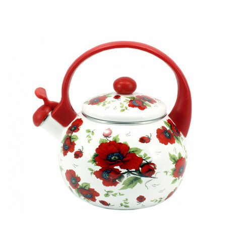 Чайник емальований зі свистком 2,2 л RED HANDLE Zauberg (9/L) фото №1