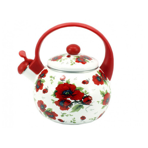 Чайник емальований зі свистком 2,2 л RED HANDLE Zauberg (9/L) фото №2