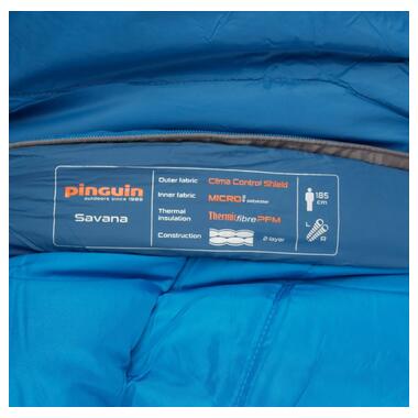Спальний мішок Pinguin Savana (5/0°C), 195 см - Left Zip, Blue (PNG 236354) 2020 фото №4