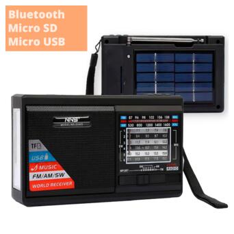 Портативний радіоприймач NNS NS-2040S Solar з ліхтарем, сонячною панеллю, Bluetooth, USB, TF чорний (24406-NS-2040S_844) фото №2
